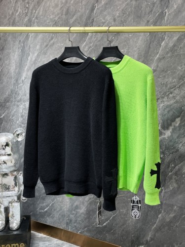 Double Sleeve Black Leather Cross Sweater 2 colors