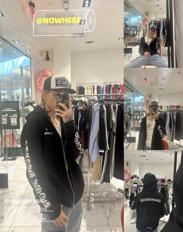 1:1 quality version Classic Scroll Print Zip Hoodie