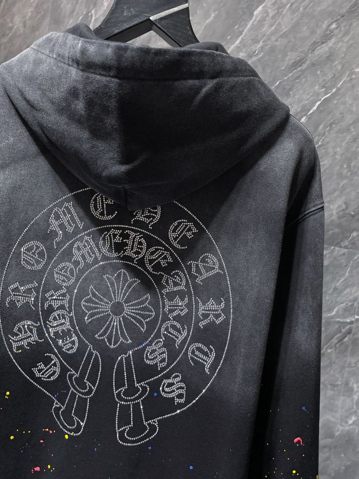  Splash Ink Gradient Rhinestone Horseshoe Hoodie 3 colors