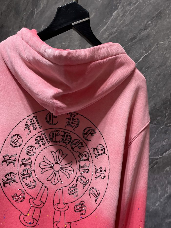  Splash Ink Gradient Rhinestone Horseshoe Hoodie 3 colors