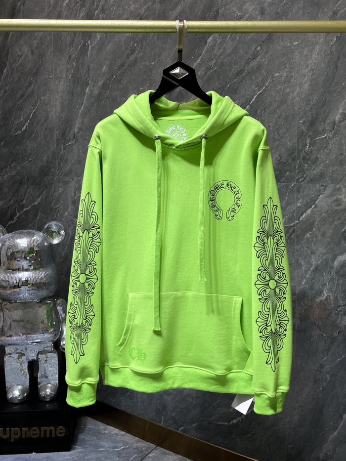 Front and Back Horseshoe Flower Arm Print Hoodie 2 colors