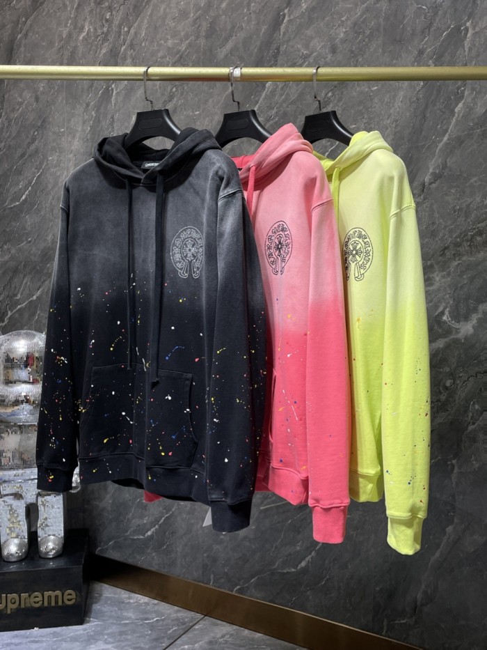  Splash Ink Gradient Rhinestone Horseshoe Hoodie 3 colors