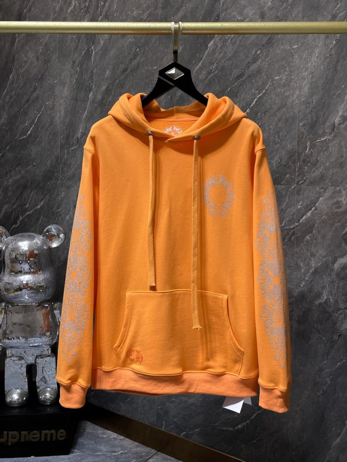  Front and Back Horseshoe Flower Arm Print Hoodie 2 colors