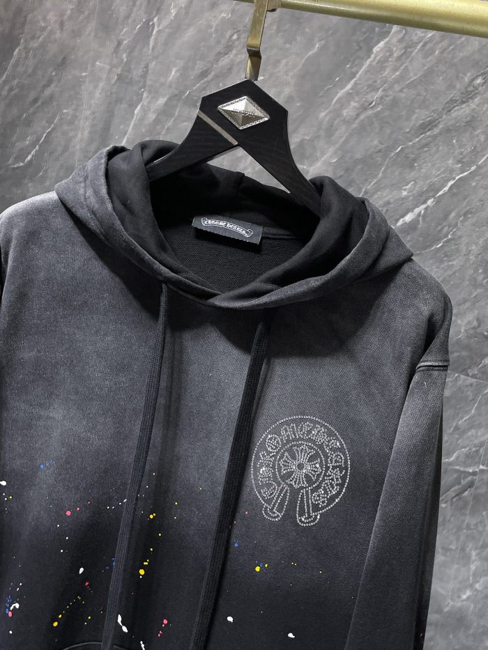  Splash Ink Gradient Rhinestone Horseshoe Hoodie 3 colors
