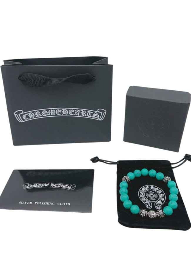 Natural turquoise silver bead bracelet