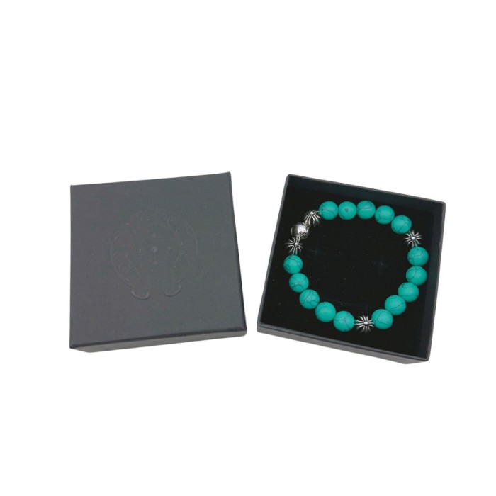 Natural turquoise silver bead bracelet