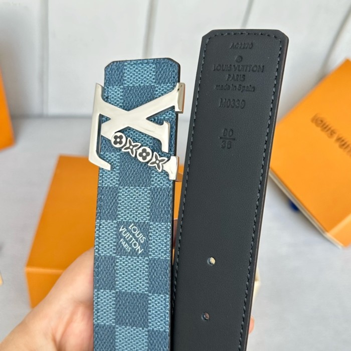  1:1 quality version Colorful Checkered Floral Logo Buckle Belt 10 colors【Width 4 cm】