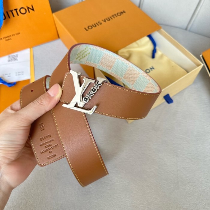  1:1 quality version Colorful Checkered Floral Logo Buckle Belt 10 colors【Width 4 cm】