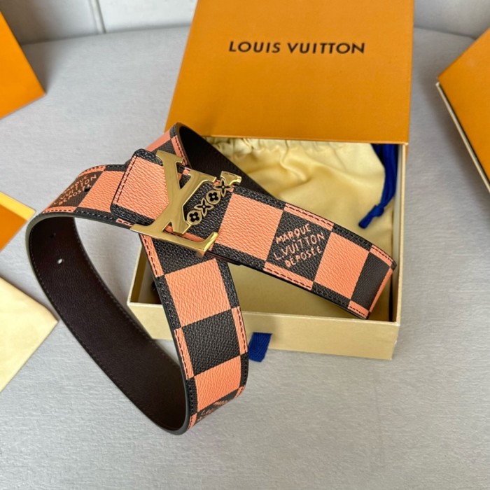  1:1 quality version Colorful Checkered Floral Logo Buckle Belt 10 colors【Width 4 cm】