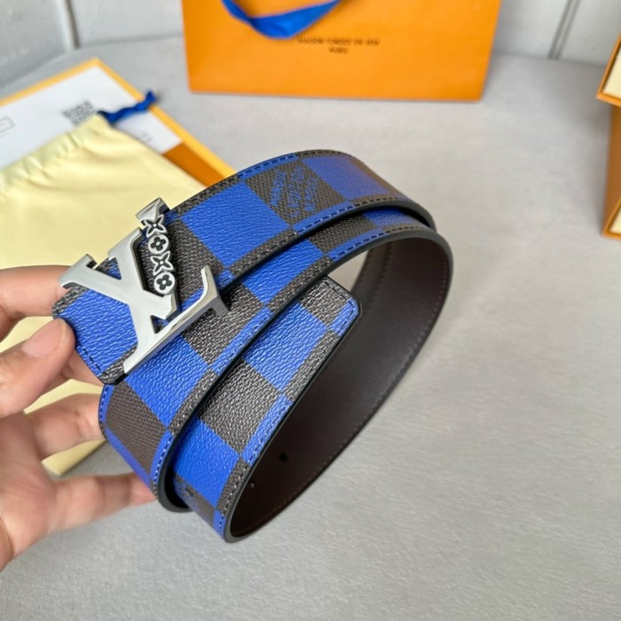  1:1 quality version Colorful Checkered Floral Logo Buckle Belt 10 colors【Width 4 cm】