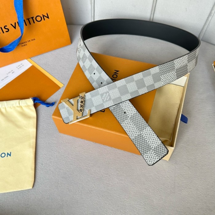  1:1 quality version Colorful Checkered Floral Logo Buckle Belt 10 colors【Width 4 cm】