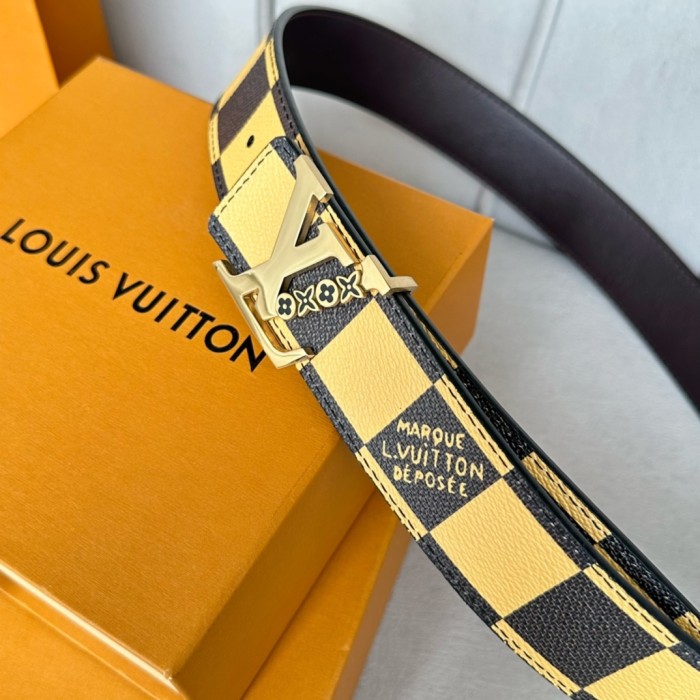  1:1 quality version Colorful Checkered Floral Logo Buckle Belt 10 colors【Width 4 cm】