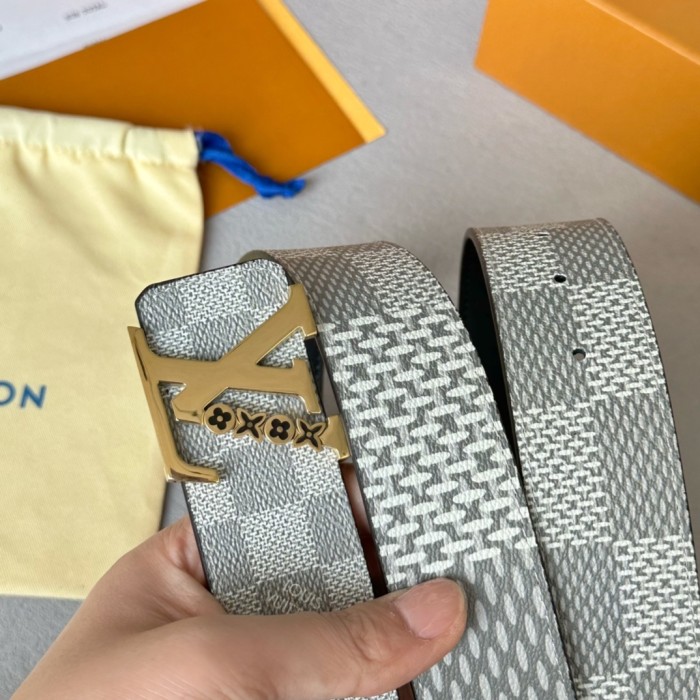  1:1 quality version Colorful Checkered Floral Logo Buckle Belt 10 colors【Width 4 cm】