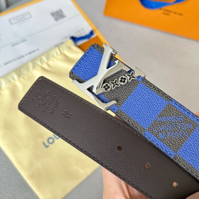  1:1 quality version Colorful Checkered Floral Logo Buckle Belt 10 colors【Width 4 cm】