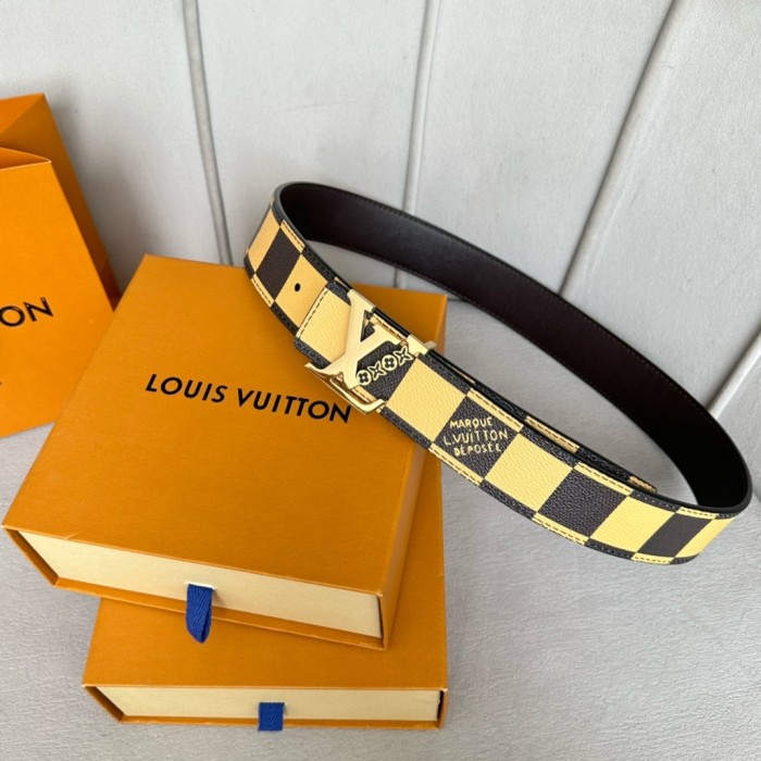  1:1 quality version Colorful Checkered Floral Logo Buckle Belt 10 colors【Width 4 cm】