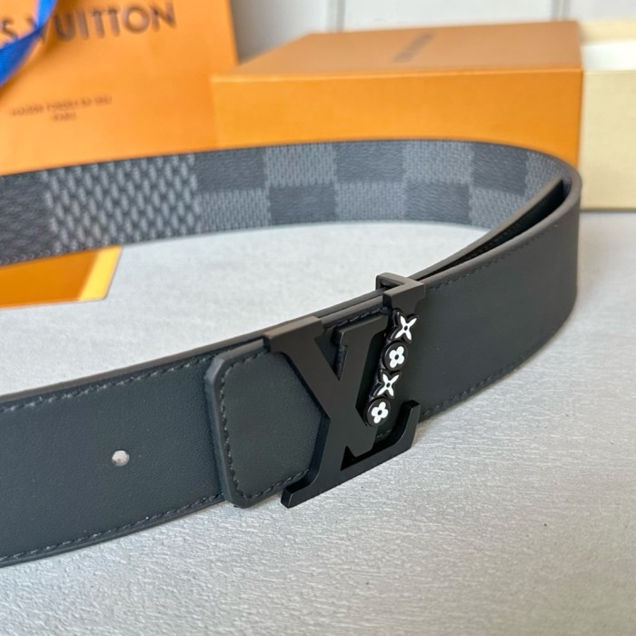  1:1 quality version Colorful Checkered Floral Logo Buckle Belt 10 colors【Width 4 cm】