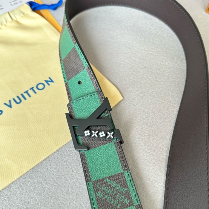  1:1 quality version Colorful Checkered Floral Logo Buckle Belt 10 colors【Width 4 cm】