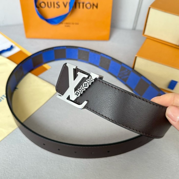  1:1 quality version Colorful Checkered Floral Logo Buckle Belt 10 colors【Width 4 cm】