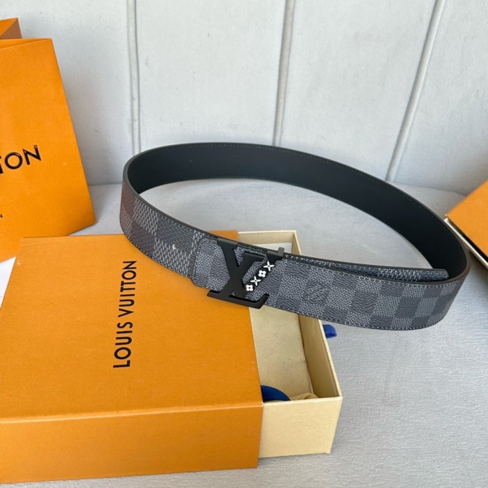  1:1 quality version Colorful Checkered Floral Logo Buckle Belt 10 colors【Width 4 cm】