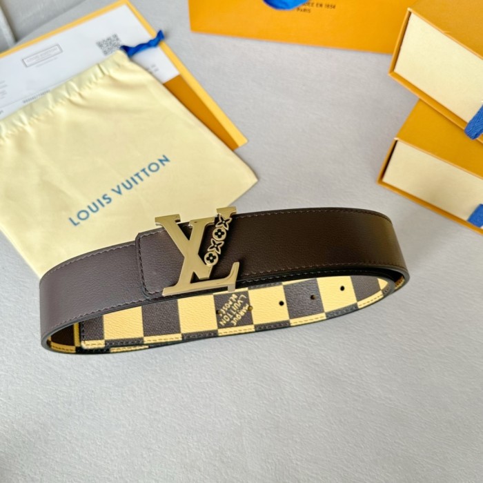  1:1 quality version Colorful Checkered Floral Logo Buckle Belt 10 colors【Width 4 cm】