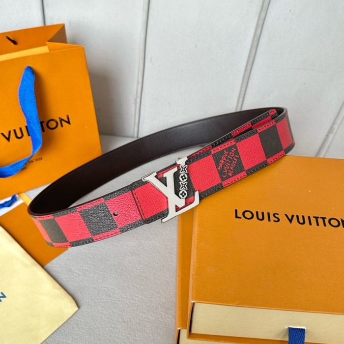  1:1 quality version Colorful Checkered Floral Logo Buckle Belt 10 colors【Width 4 cm】
