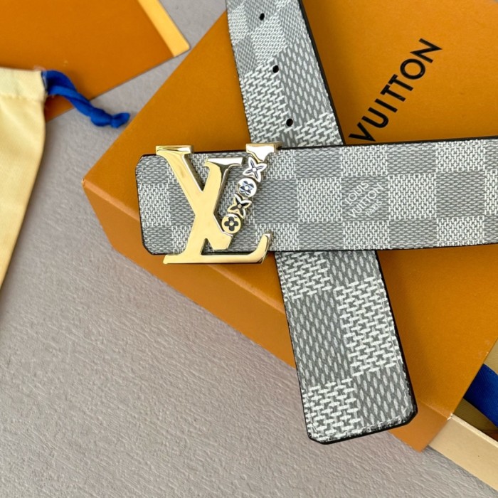  1:1 quality version Colorful Checkered Floral Logo Buckle Belt 10 colors【Width 4 cm】