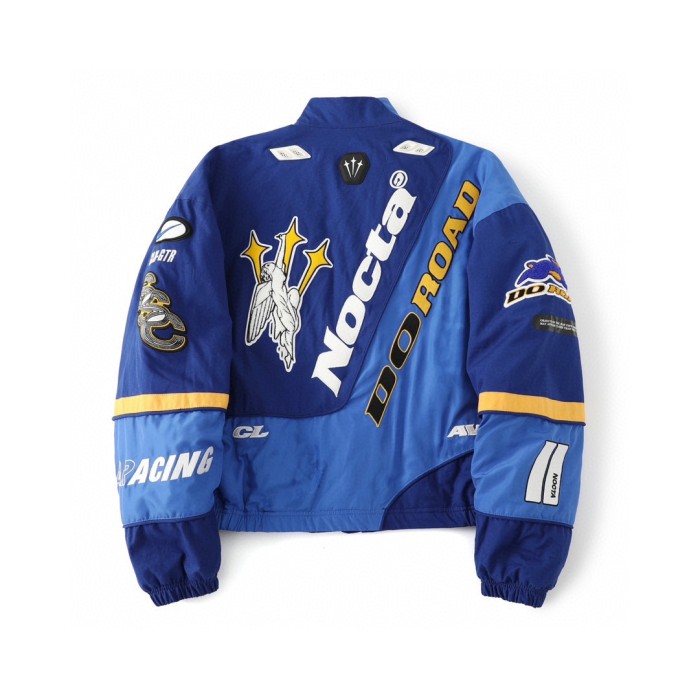 Tripartite Co-branded Multiple Logo Embroidered Racing Cotton Jacket