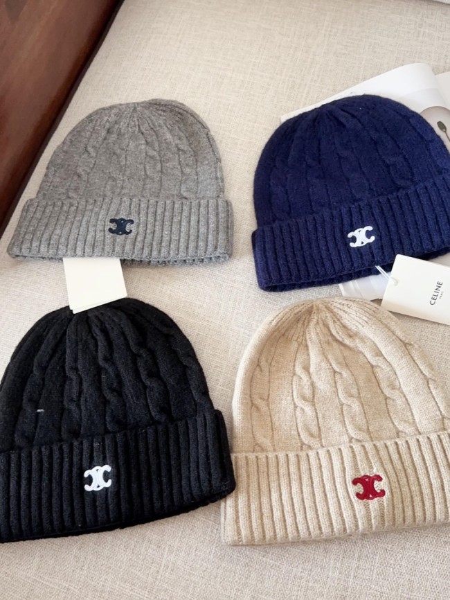 1:1 quality version Small Label Embroidered Knit Wool Cold beanie 4 colors