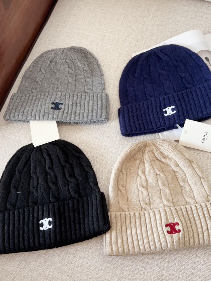 1:1 quality version Small Label Embroidered Knit Wool Cold beanie 4 colors