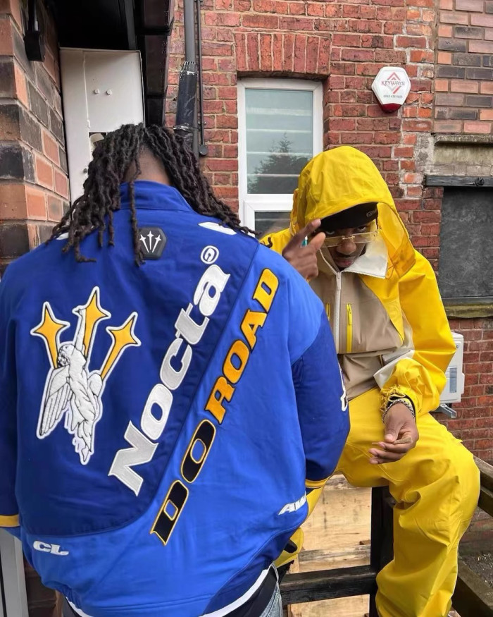 Tripartite Co-branded Multiple Logo Embroidered Racing Cotton Jacket