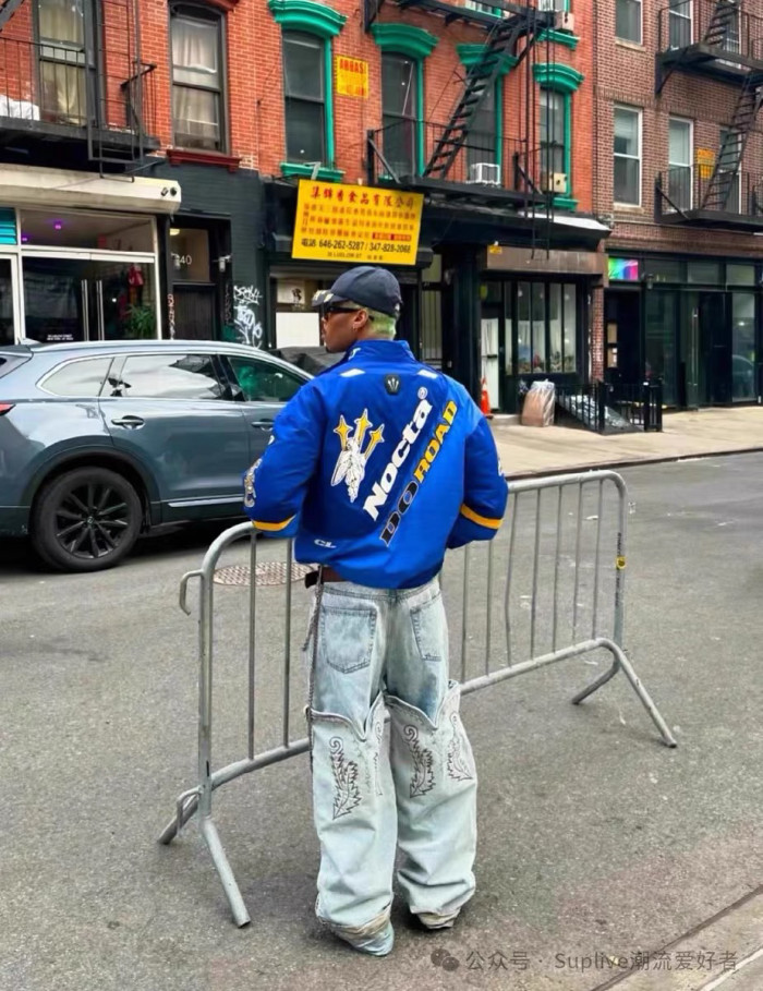 Tripartite Co-branded Multiple Logo Embroidered Racing Cotton Jacket