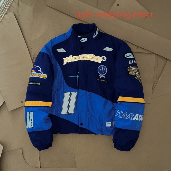 Tripartite Co-branded Multiple Logo Embroidered Racing Cotton Jacket