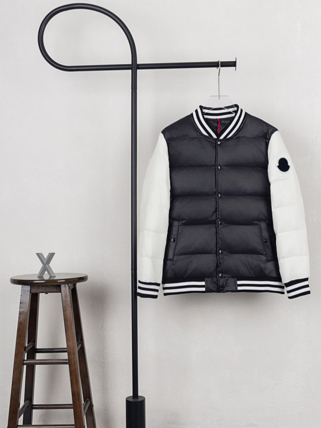 Patchwork Small Label Embroidered Striped Collar Down Jacket