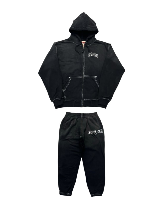 1:1 quality version Chest Diamond Applique Embroidered Zipper Hoodie & Pants Set
