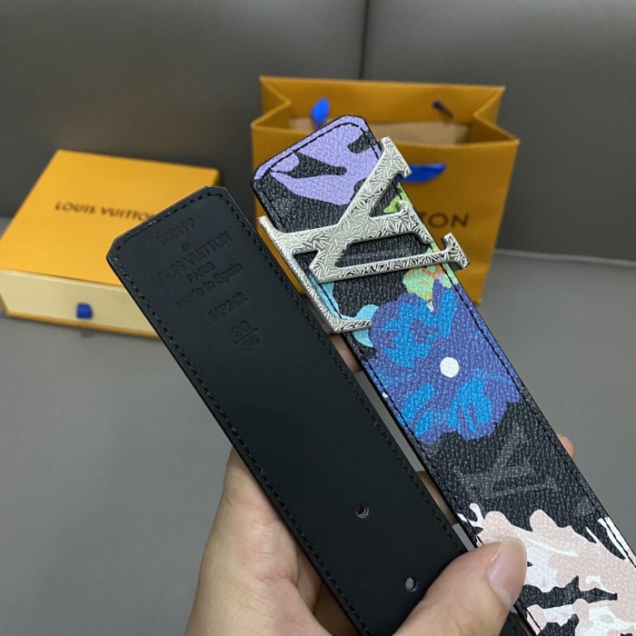 1:1 quality version Floral Graffiti Letter Buckle Belt 3 colors【Width 4 cm】