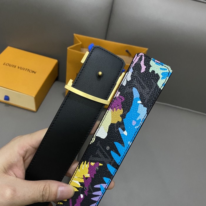  1:1 quality version Floral Graffiti Letter Buckle Belt 3 colors【Width 4 cm】