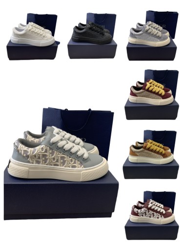 1:1 quality version Side Embroidered Logo Canvas Paneled Leather Patchwork Board Shoes 7 colors