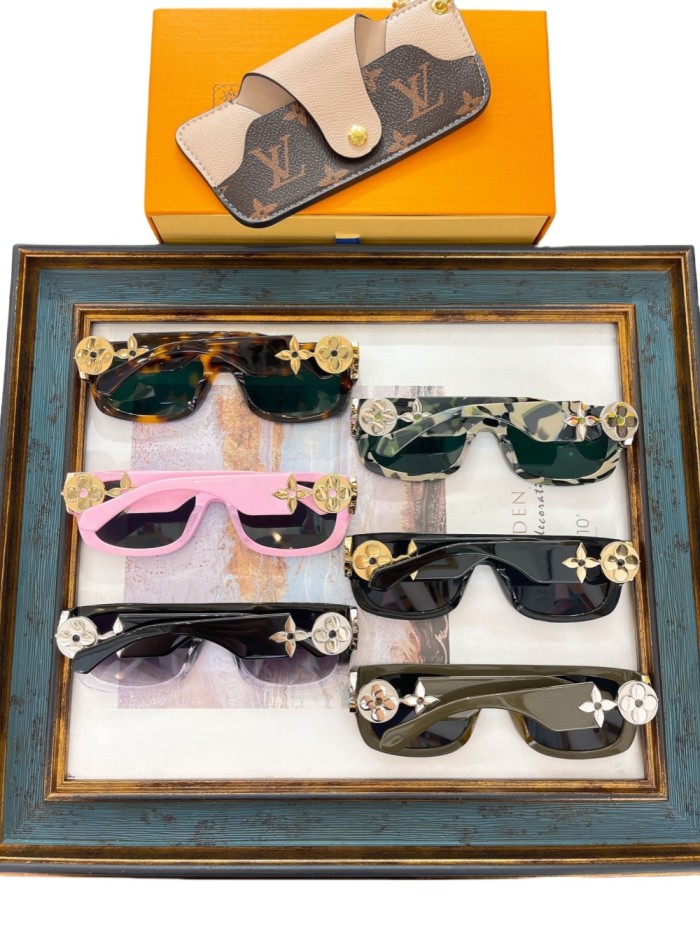 1:1 quality version Metal flower mirror legs square frame glasses 6 colors