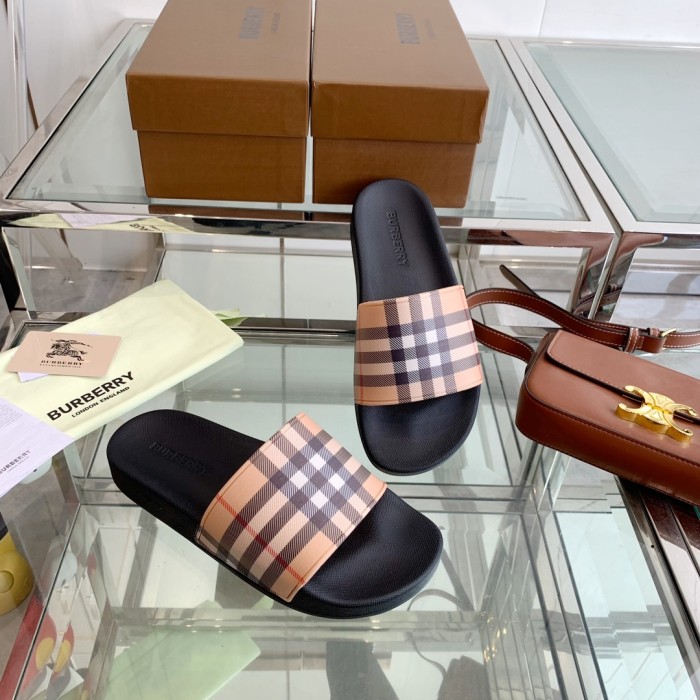 1:1 quality version Classic Check War Horse Print Slipperss 8 colors
