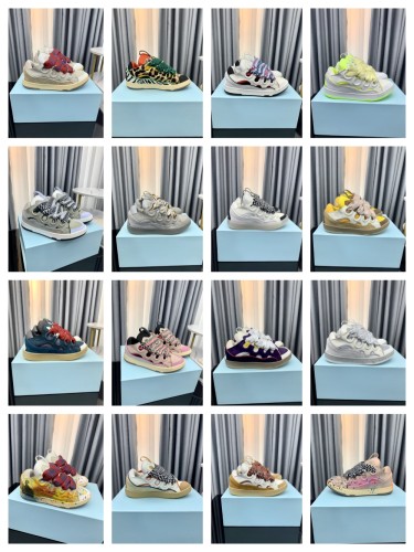 1:1 quality version Colorful Colorblocking Cowhide Bread Shoes 35 colors