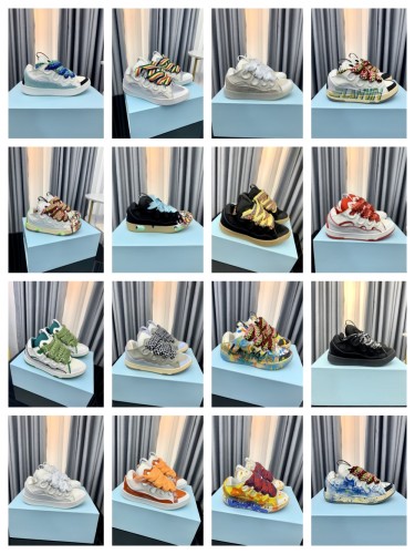 1:1 quality version Colorful Colorblocking Cowhide Bread Shoes 35 colors