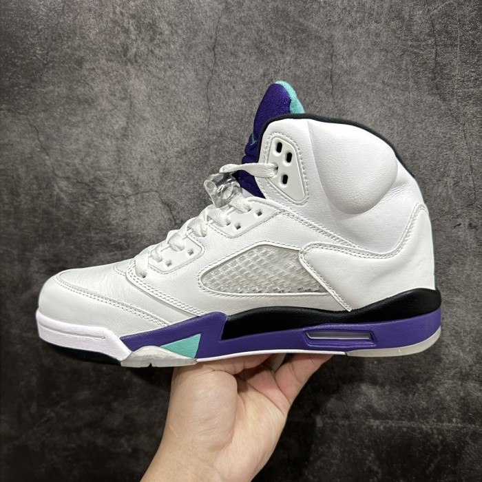 @j5 white and purple colorway heel embroidered logo high top basketball shoes