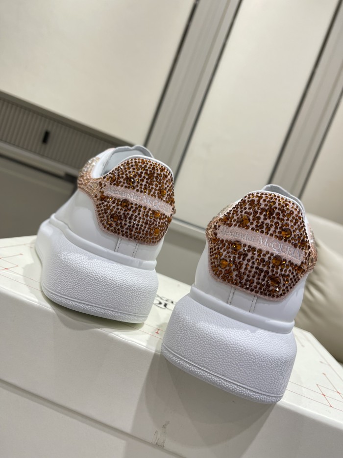 1:1 quality version Gradient Colorblocking Drill Tail Letter Print White Shoes 3 colors