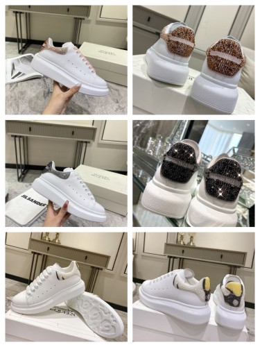 1:1 quality version Gradient Colorblocking Drill Tail Letter Print White Shoes 3 colors
