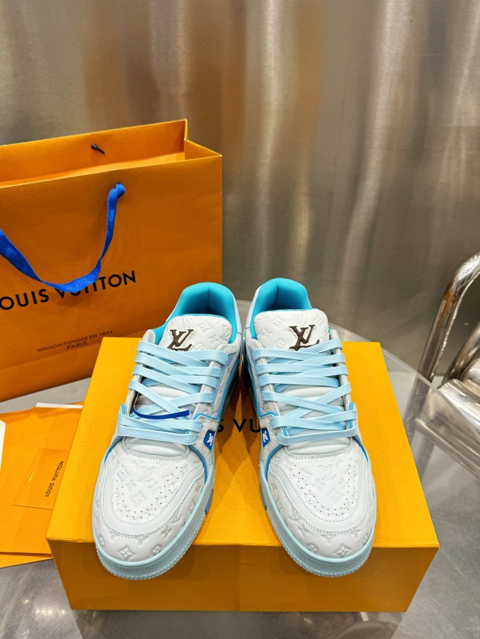 1:1 quality version Floral Logo Print Leather Sneakers 2 colors