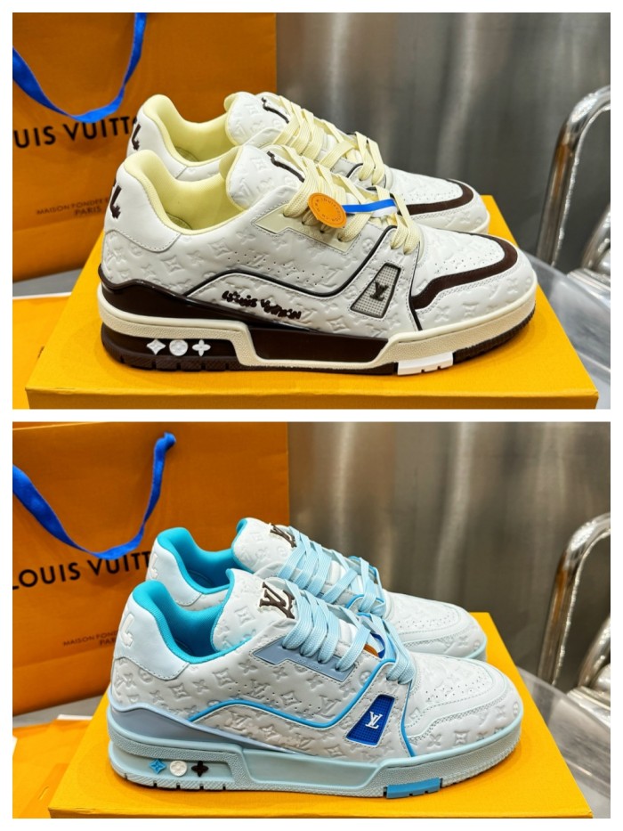 1:1 quality version Floral Logo Print Leather Sneakers 2 colors