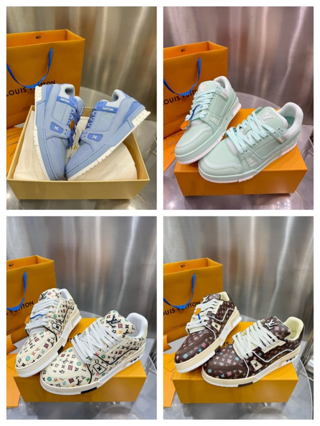 1:1 quality version Checkered Leather All-over Printed Logo Board Shoes 4 colors