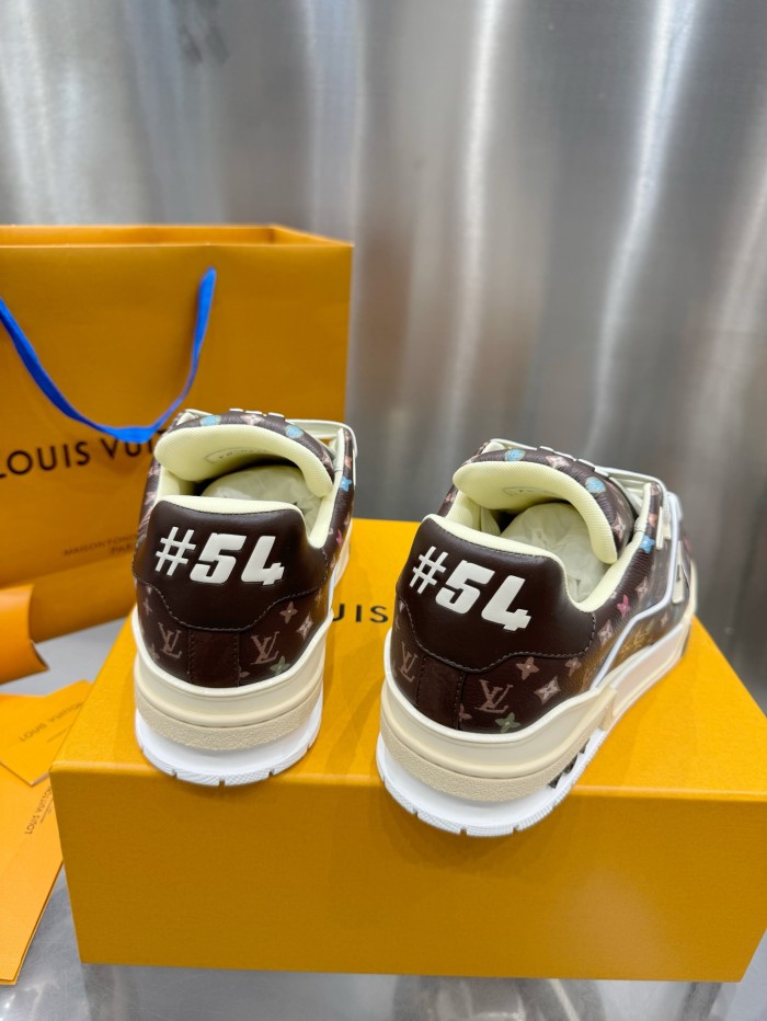1:1 quality version Checkered Leather All-over Printed Logo Board Shoes 4 colors
