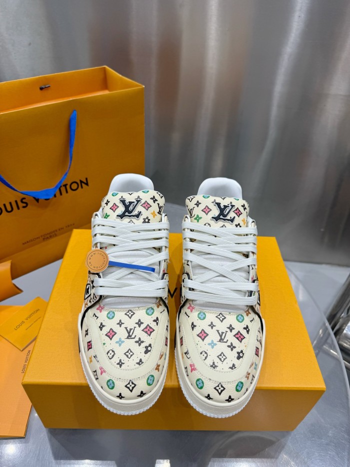 1:1 quality version Checkered Leather All-over Printed Logo Board Shoes 4 colors