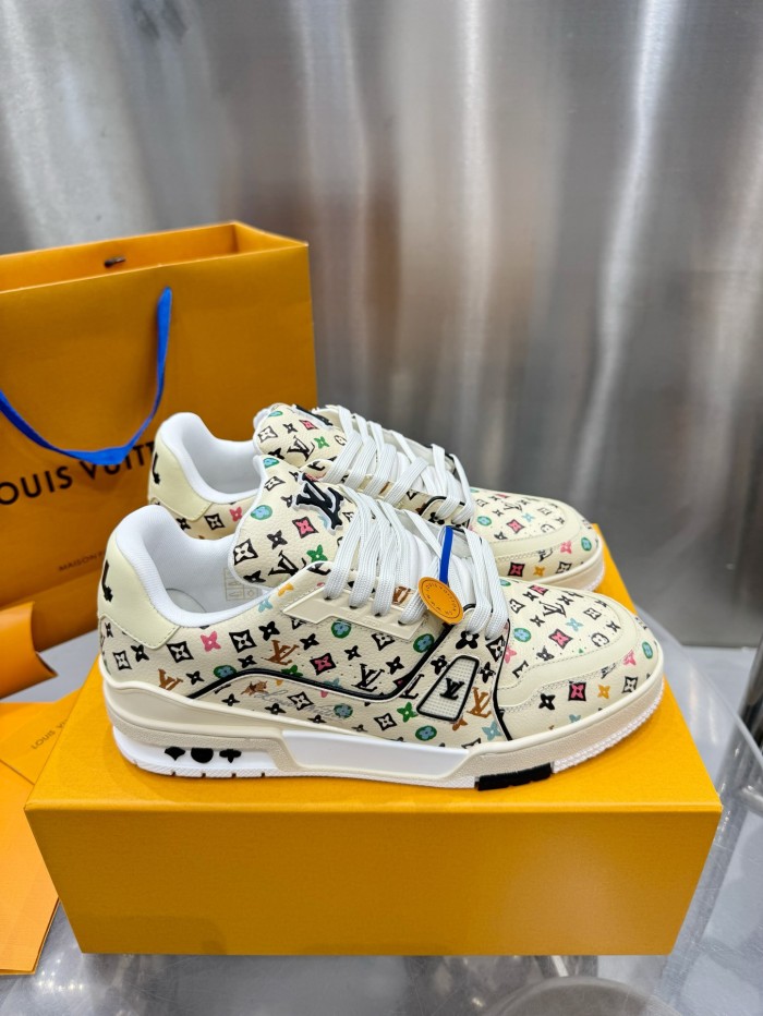 1:1 quality version Checkered Leather All-over Printed Logo Board Shoes 4 colors